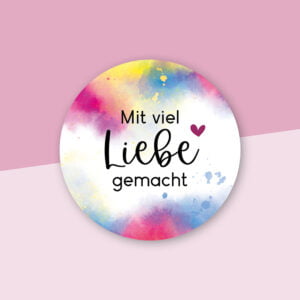 Aufkleber „Mit viel Liebe gemacht" Aquarell