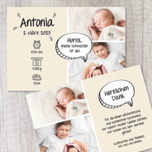 Danksagung Geburt „Geschwister