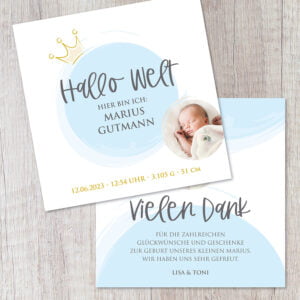 Danksagung Geburt „Krone