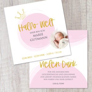 Danksagung Geburt „Krone