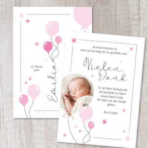 Danksagung Geburt „Luftballon