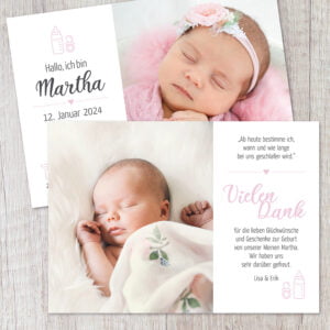 Danksagung Geburt „Rosa"