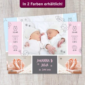 Danksagung Geburt „Zwillinge"