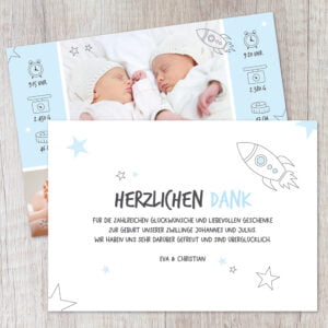 Danksagung Geburt „Zwillinge