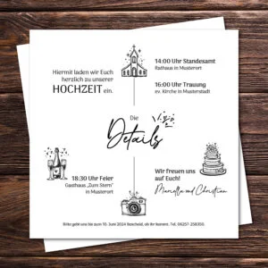 Einladung zur Hochzeit „Schwarz-Weiß"