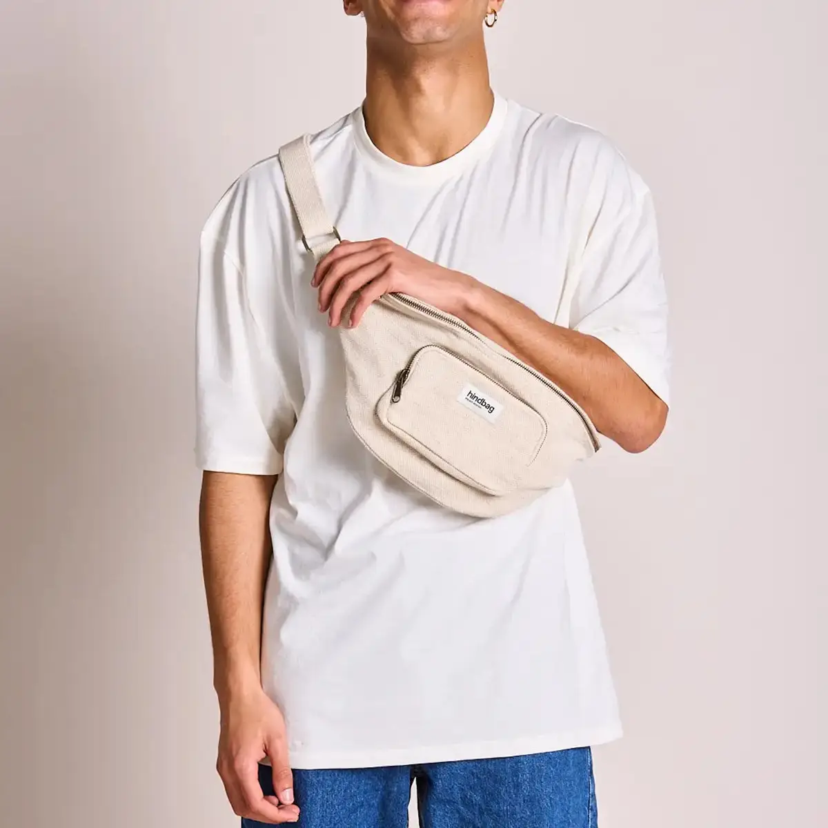 Große Gürteltasche, Beige