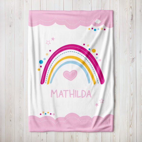 Kuscheldecke für Kinder „Regenbogen", rosa, Fleecedecke, personalisiert