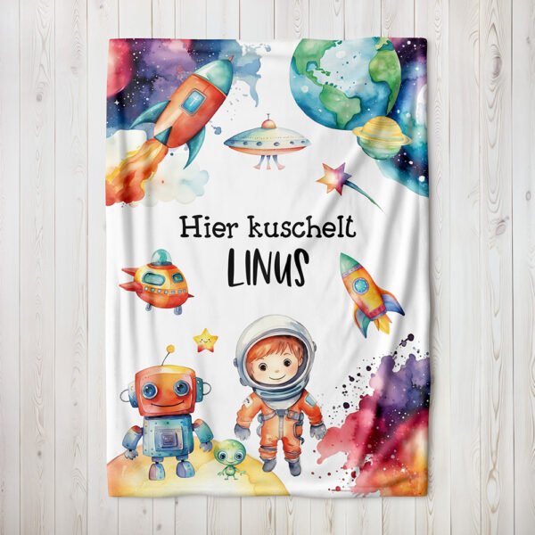 Kuscheldecke für Kinder „Weltall", personalisiert