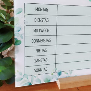 Menüplaner aus Acrylglas „Eukalyptus“