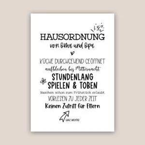 Poster Oma und Opa „Hausordnung"