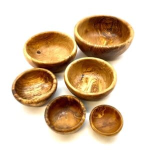 Schalen aus Olivenholz, 6er Set rund