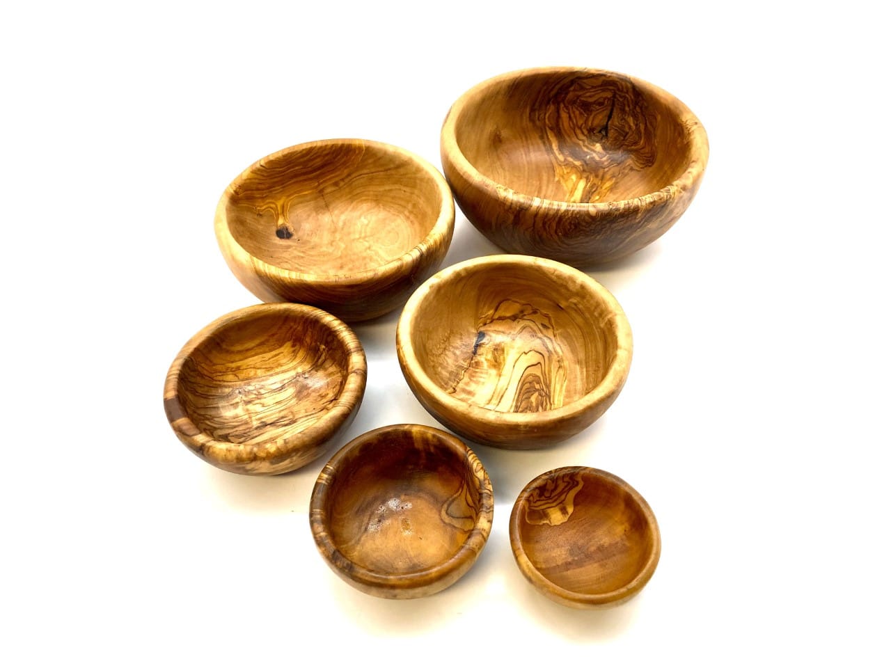 Schalen aus Olivenholz, 6er Set rund