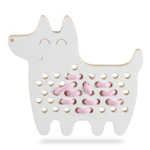 Großes Schnürspielzeug aus Holz, Hund