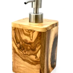 Seifenspender aus Olivenholz und Edelstahl