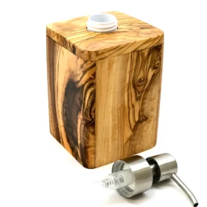 Seifenspender aus Olivenholz und Edelstahl