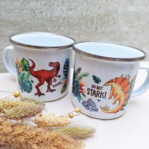 Emaille Tasse „Dinosaurier