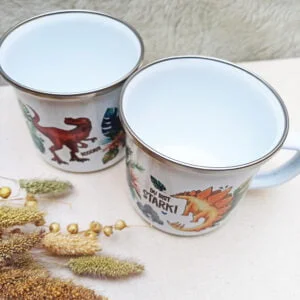 Emaille Tasse „Dinosaurier"
