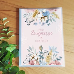 Personalisierte Zeugnismappe „Blumen“