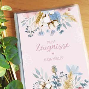 Personalisierte Zeugnismappe „Blumen“