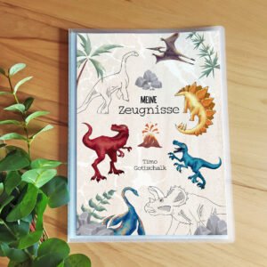 Personalisierte Zeugnismappe „Dino“
