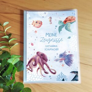 Personalisierte Zeugnismappe „Meerestiere“