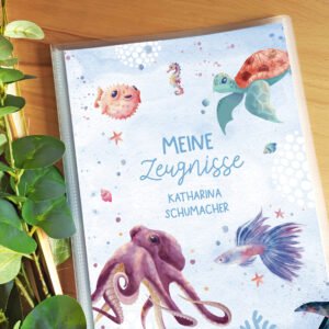 Personalisierte Zeugnismappe „Meerestiere“